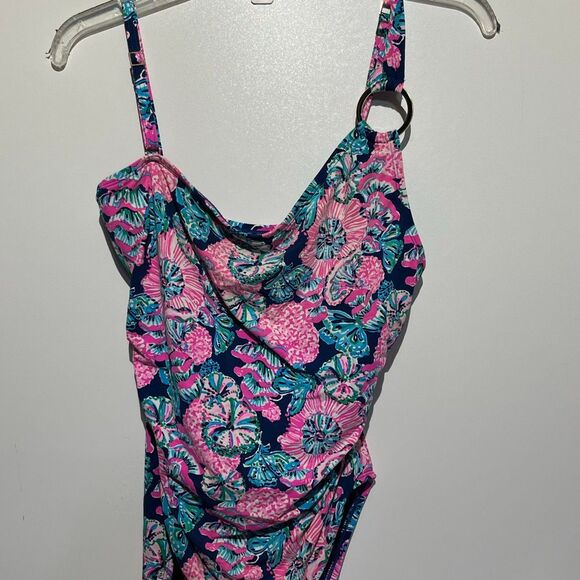 Lilly Pulitzer Women's Multicolor Leola Oyster Bay One Piece Swimsuit Size 12 - Picture 1 of 12
